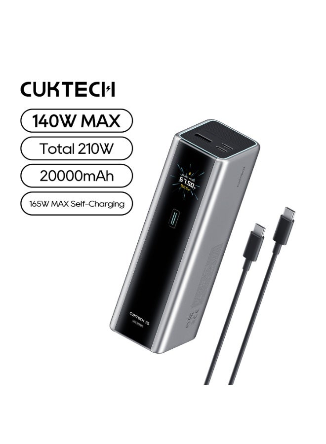 CUKTECH 15 Ultra Power Bank, 20,000mAh 165W MAX Portable Charger for Laptop with PD 3.1 Fast Charging, Smart Display for MacBook Pro, iPhone 17/16, Samsung S25, Steam Deck (Flight-Approved) - Image 1